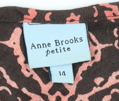 Anne Brooks Petite Brown Geometric Linen Dress Size 14