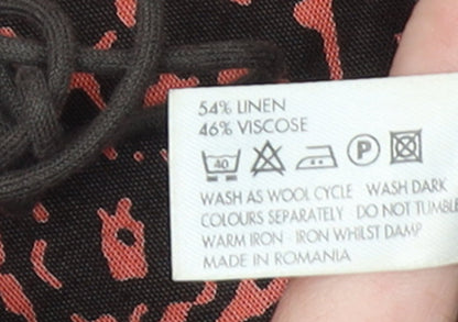 Anne Brooks Petite Brown Geometric Linen Dress Size 14