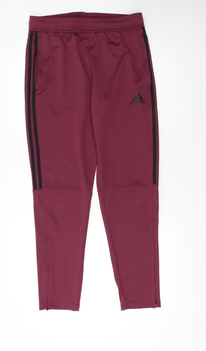 Mens UK Size M adidas Slim Fit Track Pants Red Trousers