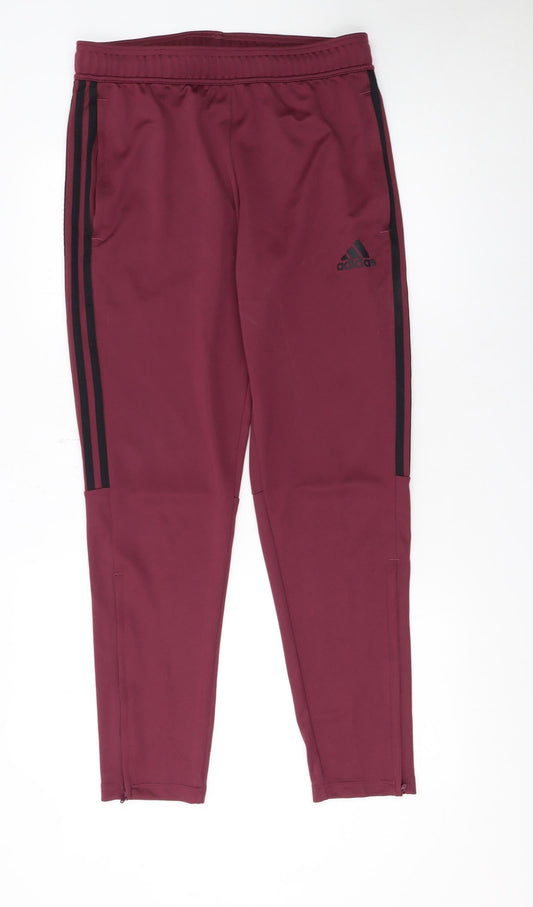 Mens UK Size M adidas Slim Fit Track Pants Red Trousers