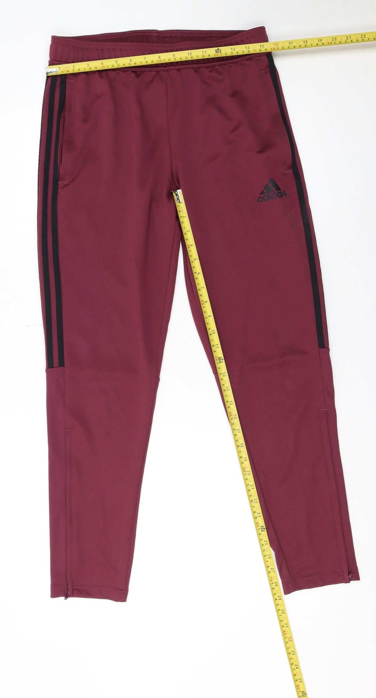 Mens UK Size M adidas Slim Fit Track Pants Red Trousers