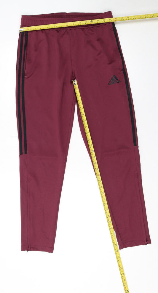 Mens UK Size M adidas Slim Fit Track Pants Red Trousers