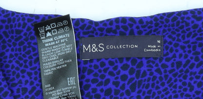 Marks and Spencer Women Blue Animal Print Shift Dress Size 16