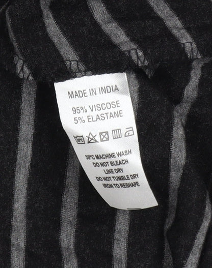 Capri Clothing Women’s Black Striped A-Line Jersey Dress XS Long Sleeve