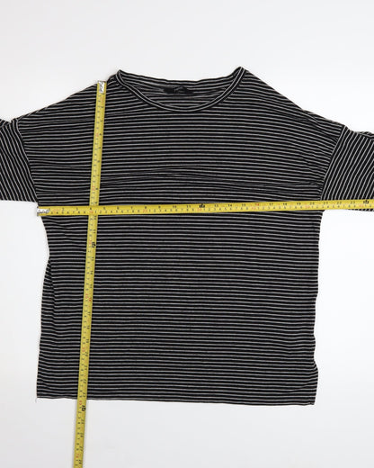 Next Women’s Black Striped Cold Shoulder Jersey Top Size 12