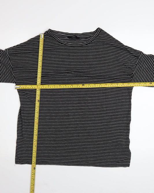 Next Women’s Black Striped Cold Shoulder Jersey Top Size 12