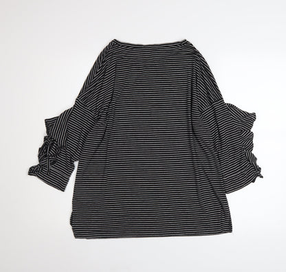 Next Women’s Black Striped Cold Shoulder Jersey Top Size 12