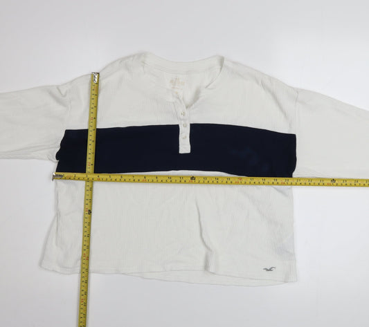 Womens UK Size M Hollister White Henley Jumper