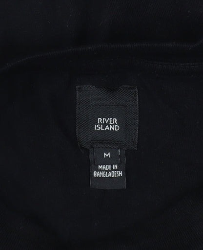 River Island Men's Black Long Sleeve Stockholm Graphic Cotton Top Size M