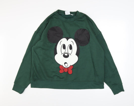 Womens UK Size L Disney Green Pullover Sweatshirt