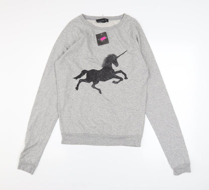 Womens UK Size 10 Topshop Grey Pullover Sweatshirt
