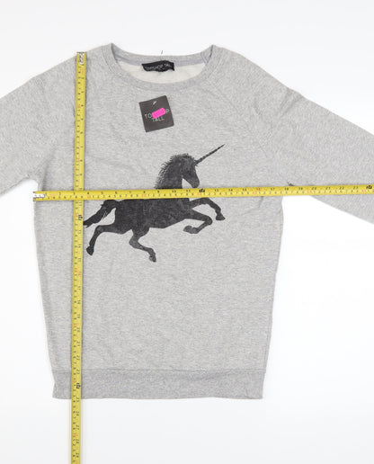 Womens UK Size 10 Topshop Grey Pullover Sweatshirt