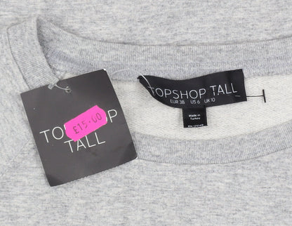 Womens UK Size 10 Topshop Grey Pullover Sweatshirt