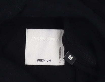 Jack & Jones Men's Black Roll Neck Cotton Jumper Size M