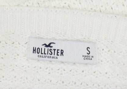Hollister Women White Cropped Knit Tank Top S Boho Summer