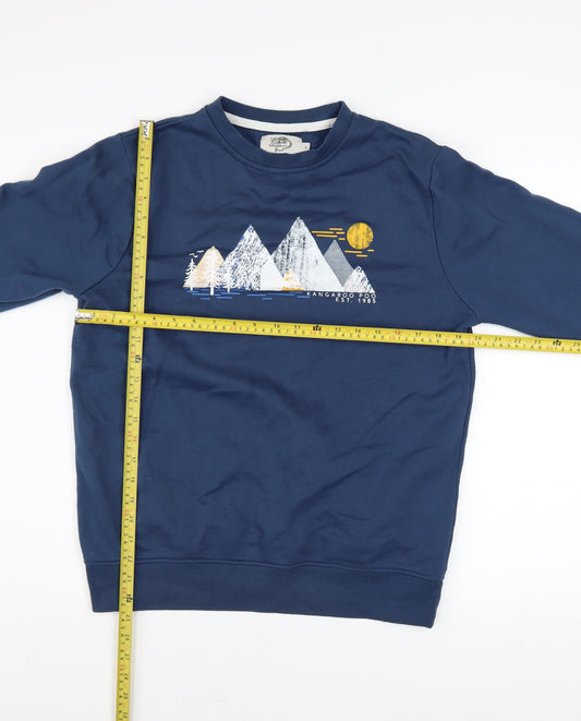 Mens UK Size M Kangaroo Poo Blue Pullover Sweatshirt