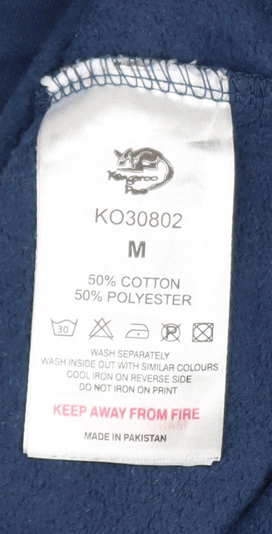 Mens UK Size M Kangaroo Poo Blue Pullover Sweatshirt