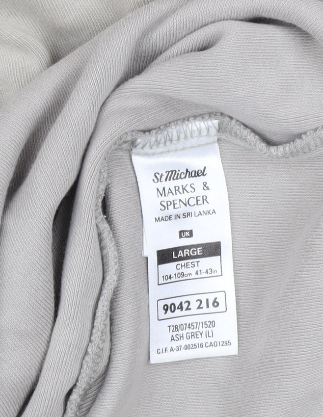 Mens UK Size L Marks and Spencer Grey Henley Sweatshirt
