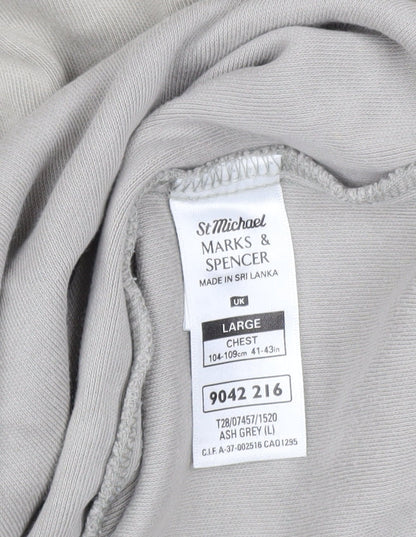 Mens UK Size L Marks and Spencer Grey Henley Sweatshirt