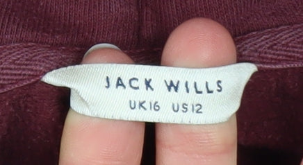 Womens UK Size 16 Jack Wills Red Pullover Hoodie