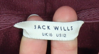 Womens UK Size 16 Jack Wills Red Pullover Hoodie
