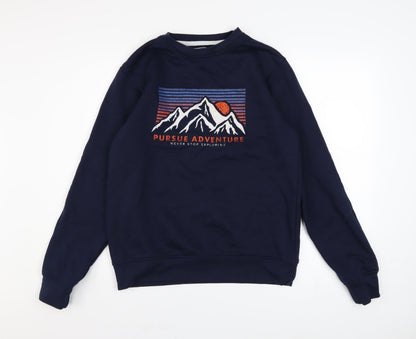 Mens UK Size M Kangaroo Poo Blue Pullover Sweatshirt