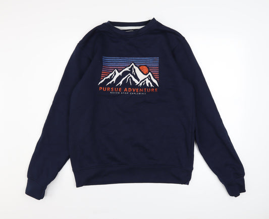 Mens UK Size M Kangaroo Poo Blue Pullover Sweatshirt