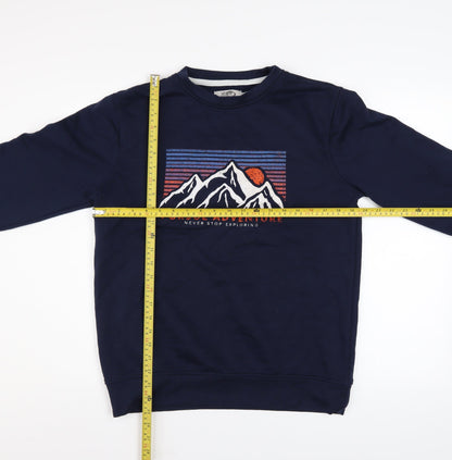 Mens UK Size M Kangaroo Poo Blue Pullover Sweatshirt