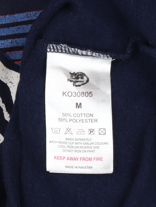 Mens UK Size M Kangaroo Poo Blue Pullover Sweatshirt