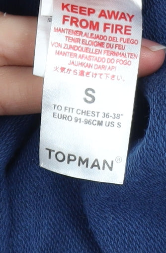 Mens UK Size S Topman Blue Pullover Hoodie