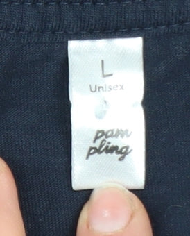 Unisex Adults UK Size L Pampling Black Basic T-Shirt