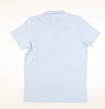 boohooMAN Men’s Blue Short Sleeve Collared Zip Polo Shirt Size M