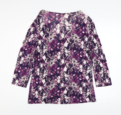 Marks and Spencer Women's Purple Floral Viscose 3/4 Sleeve Blouse UK 12