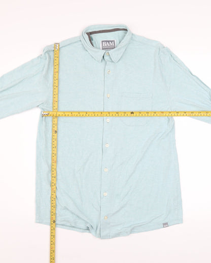 BAM Men's Light Blue Bamboo Long Sleeve Button-Up Shirt M