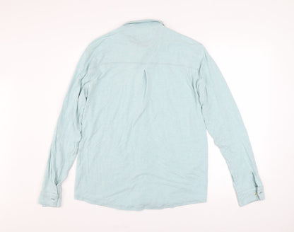 BAM Men's Light Blue Bamboo Long Sleeve Button-Up Shirt M