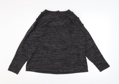 Peacocks Women's Grey Crew Neck Button Shoulder Pullover Jumper Size 8