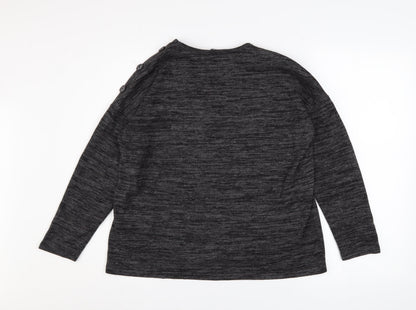 Peacocks Women's Grey Crew Neck Button Shoulder Pullover Jumper Size 8