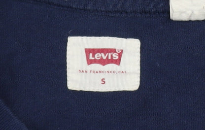 Levi's Men's Blue Cotton Long Sleeve Crew Neck Casual Top Size S