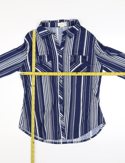 Madison & Monroe Women's Blue Striped Long Sleeve Button-Up Shirt Size S