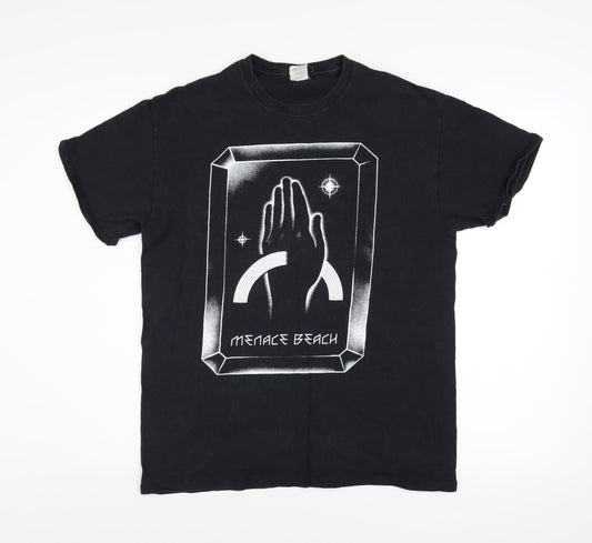 Gildan Men’s Black Medium Heavy Cotton Menace Beach Graphic T-Shirt