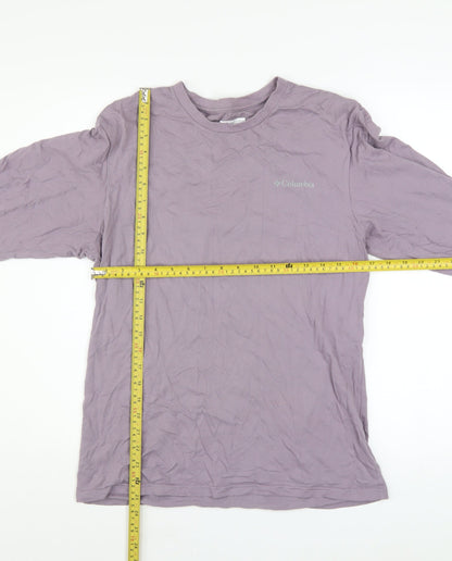 Columbia Men Purple Long Sleeve Cotton Outdoor Graphic Top Size S