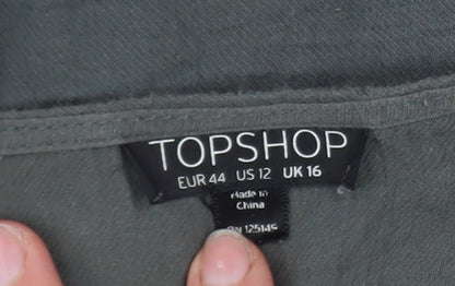 Topshop Women’s Grey Cotton Camisole Tank Top UK 16 Zip Front