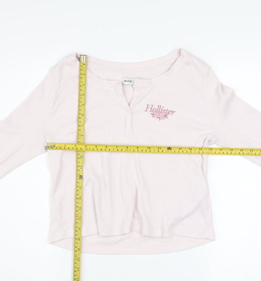 Womens UK Size M Hollister Pink Henley Sweatshirt