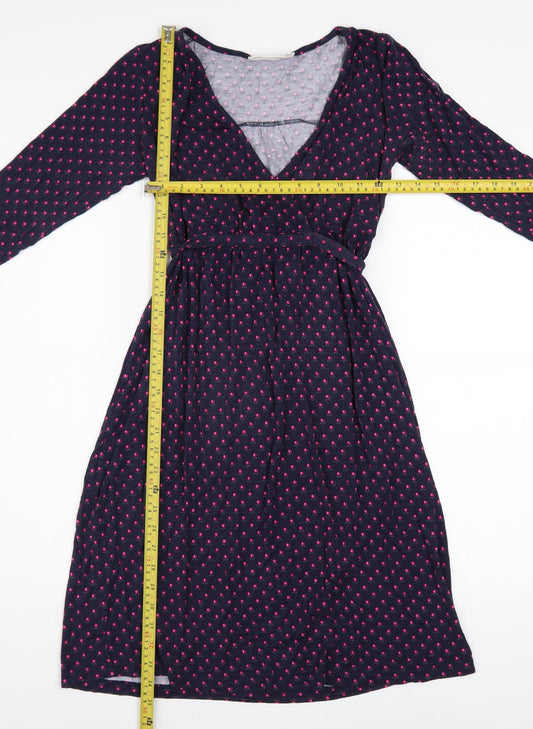 JoJo Maman Bébé Women’s Blue Polka Dot Wrap Midi Maternity Dress S