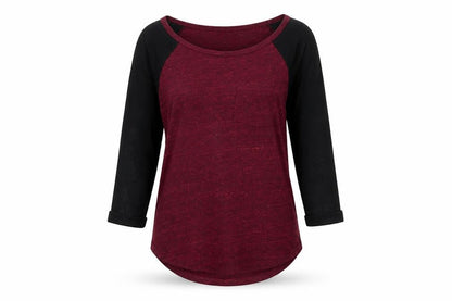 H&M Divided Womens Red Black Raglan 3/4 Sleeve Basic T-Shirt XS
