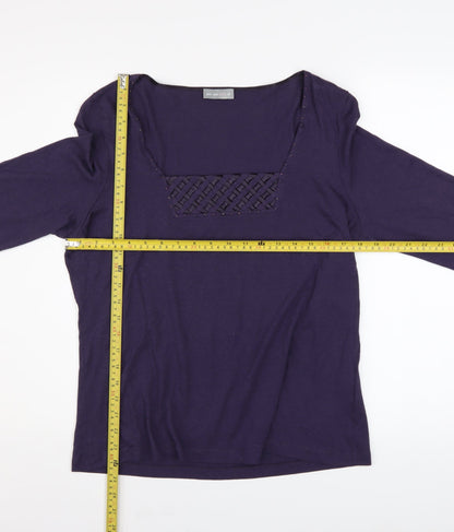 Marks and Spencer Per Una Purple 3/4 Sleeve Cotton Blend Blouse UK 16