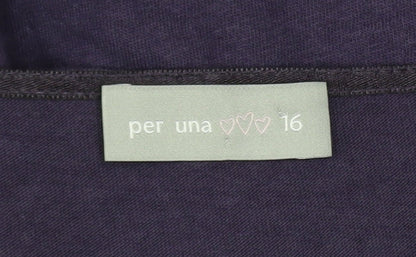 Marks and Spencer Per Una Purple 3/4 Sleeve Cotton Blend Blouse UK 16