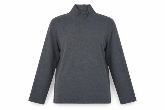 Lands' End Women's Grey Roll Neck Cotton Jumper Size S 6-8