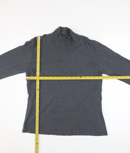 Lands' End Women's Grey Roll Neck Cotton Jumper Size S 6-8