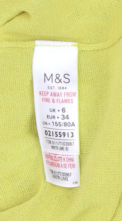 Marks and Spencer Women’s Yellow Roll Neck Jumper Size 6 Lightweight Knit